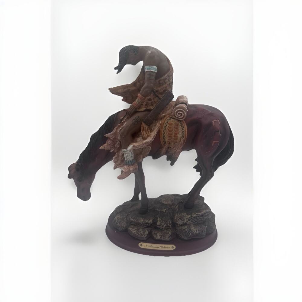 Native American Warrior on Horseback End of The Trail Collectible Resin Statue